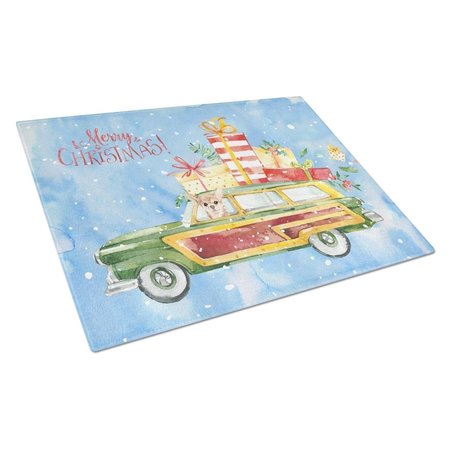 CAROLINES TREASURES Merry Christmas Chihuahua Glass Cutting Board Large CK2449LCB